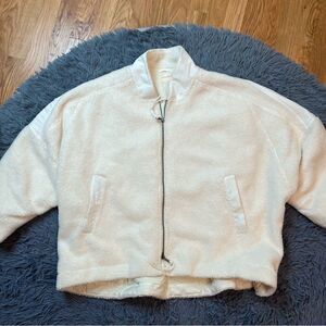 Free People FP Movement White Fleece Plush Fluffy Jacket Size M